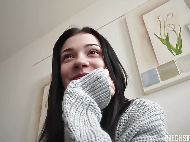 POV fuck for money with smoking Czech brunette Veronica